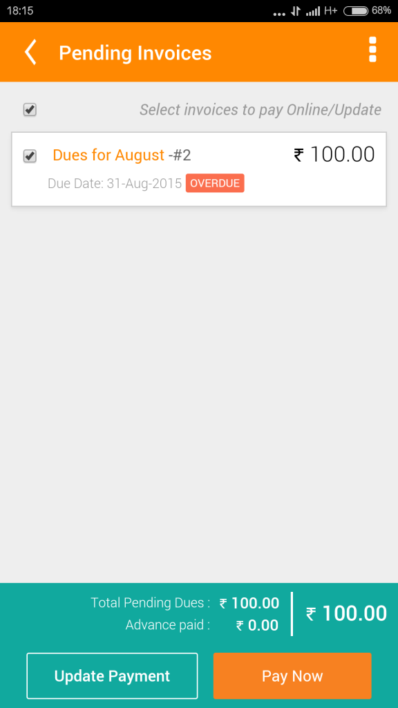 Invoice List - Mobile